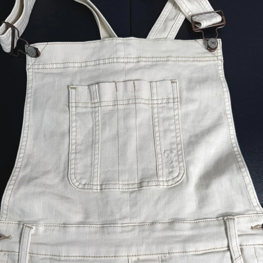 Judy Blue High Waist Garment Dyed Cutoff Shortalls‎ Ecru Denim Size M